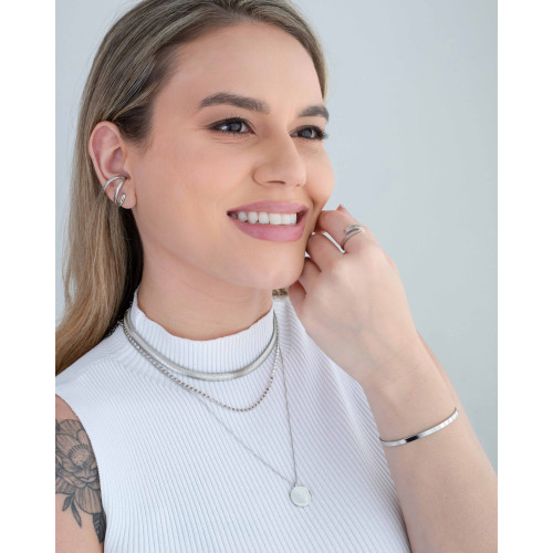 Ear Cuff Liso Ródio Branco