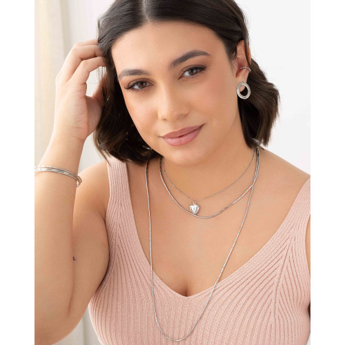 Bracelete Mola Canutilhos Três Voltas Ródio Branco