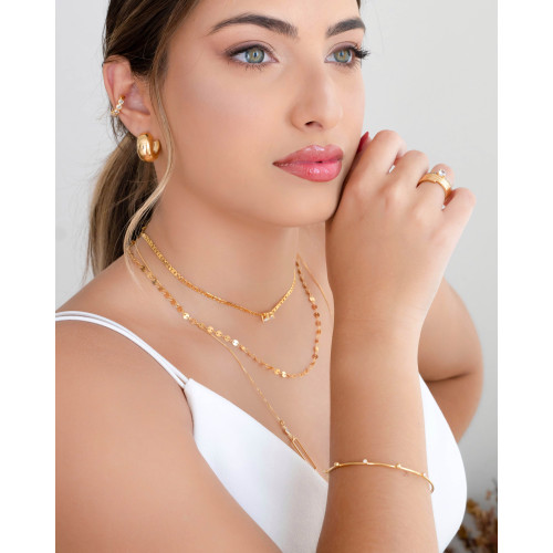 Brinco Argola Abaulada Lisa 2 cm Banhado a Ouro 18K