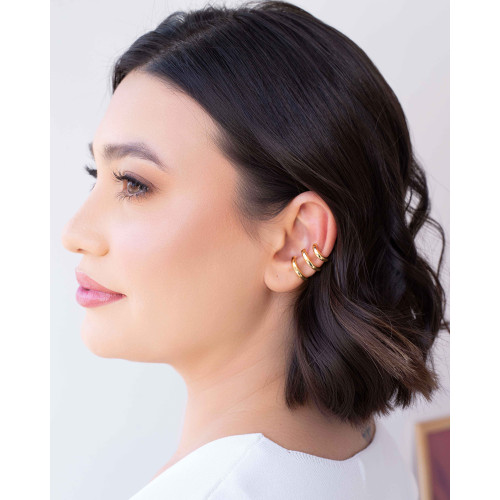 Piercing Três Filetes Lisos Banhado a Ouro 18K
