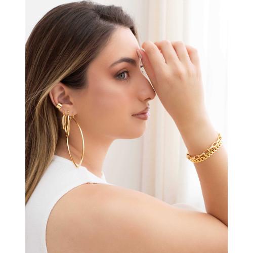 Piercing Liso Achatado Banhado a Ouro 18K