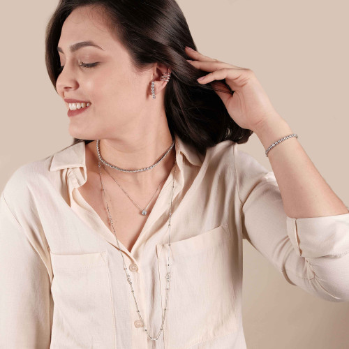 Choker Riviera Cristal Ródio Branco