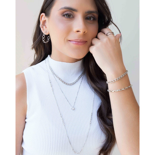 Choker Elos Duplos 5 mm Ródio Branco