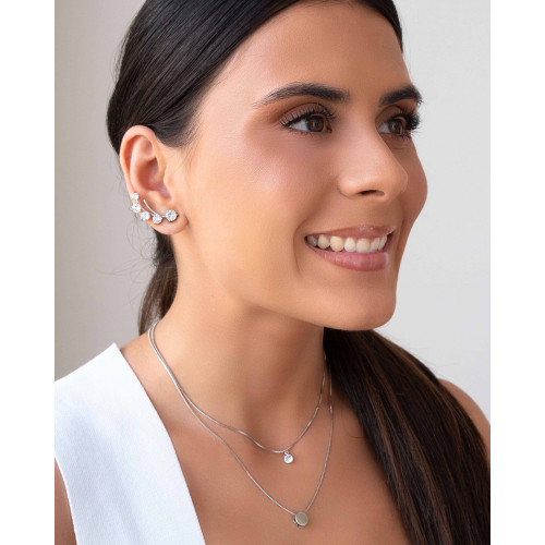 Ear Cuff Pontos de Luz Cristal Ródio Branco