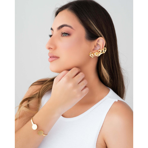 Ear Cuff Entrelaçado Banhado a Ouro 18K