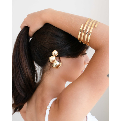 Ear Cuff Quadrados Abaulados Lisos Banhado a Ouro 18K