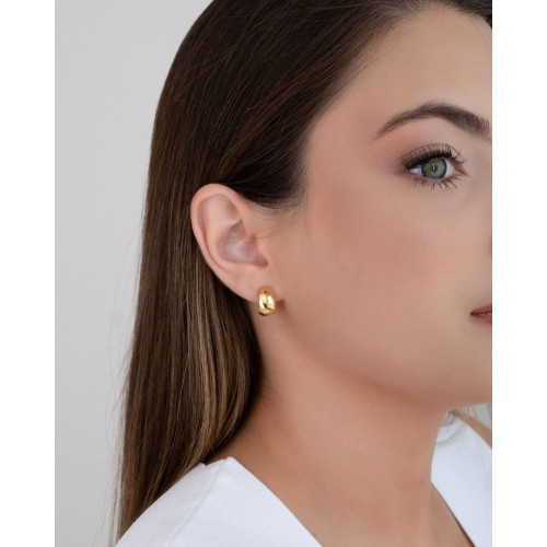 Brinco Argola de Pressão Lisa 1.3 cm  Banhado a Ouro 18K