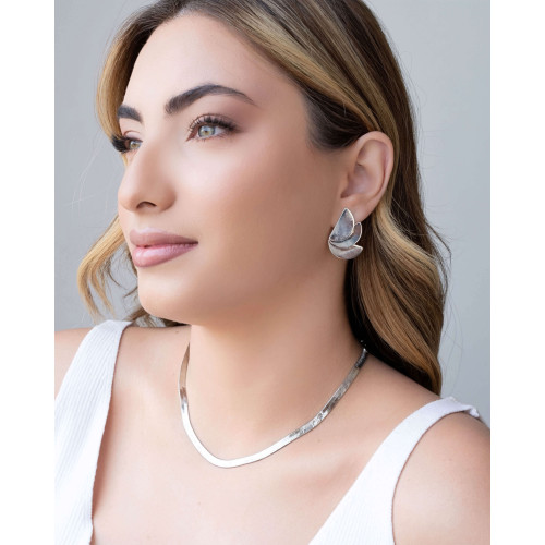 Choker Malha Fita 5 mm Ródio Branco