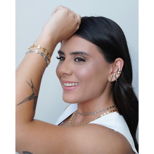 Pulseira Plaquinhas Lisas 7 mm Ródio Branco