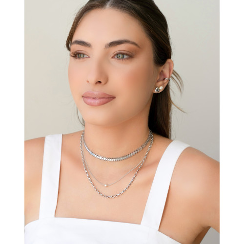 Gargantilha Elos 3 mm Ródio Branco