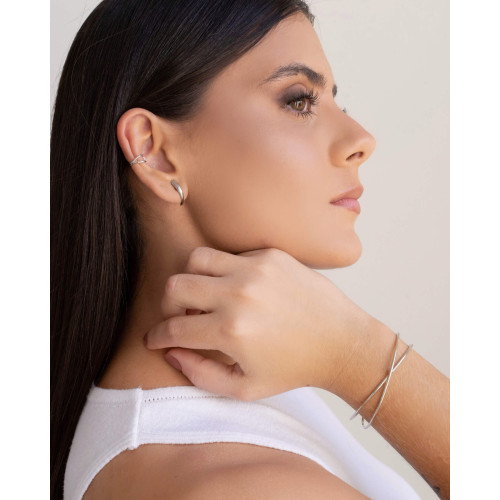 Ear Hook Liso Ródio Branco