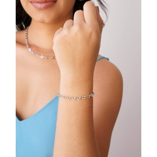 Pulseira Elos Ovais 5 mm Ródio Branco