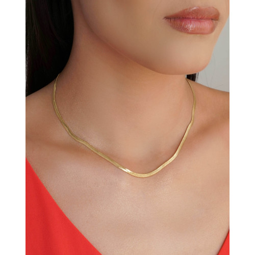 Gargantilha Malha Fita 3 mm Banhado a Ouro 18K - 40 cm