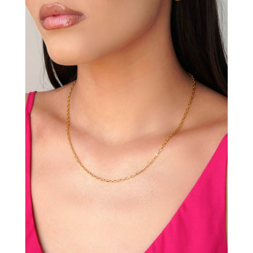 Gargantilha Elos Retos 2 mm Banhado a Ouro 18K - 45 cm