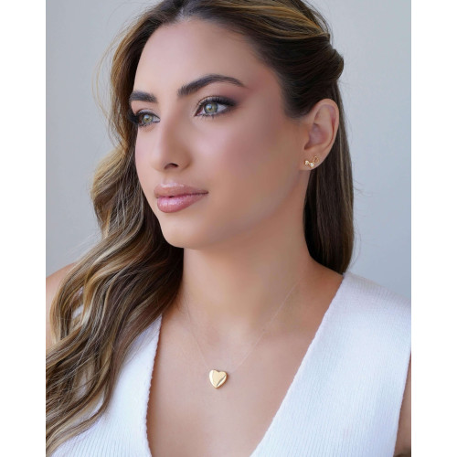 Gargantilha Nylon Coração Liso 1.5 cm Banhado a Ouro 18K - 40 cm