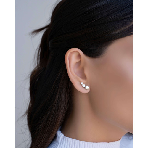 Ear Cuff Redondo Cravejado Cristal Ródio Branco