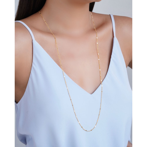 Gargantilha Longa Grumet Plaquinhas Banhado a Ouro 18K - 80 cm