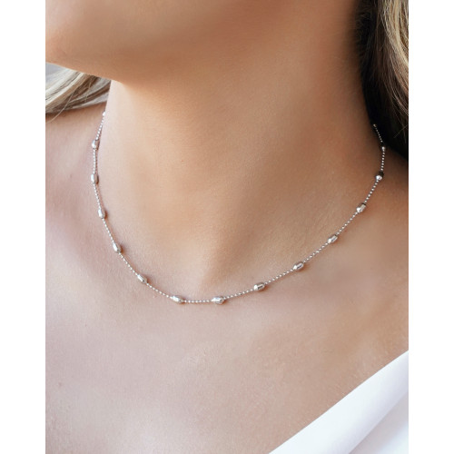 Choker Gomos 3 mm Ródio Branco - 33 cm