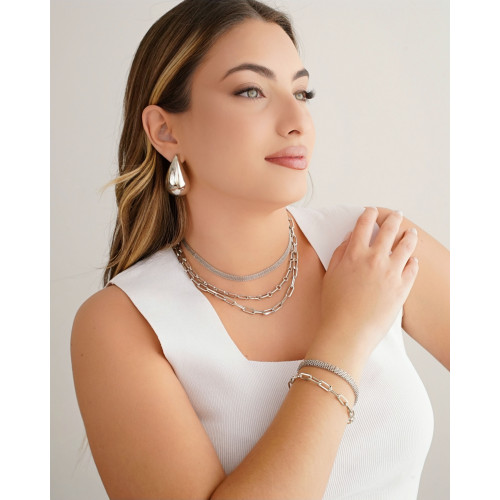 Choker Elos 5 mm Ródio Branco - 30 cm