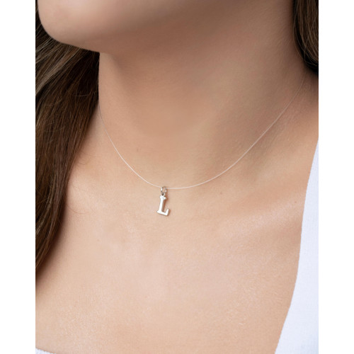 Choker Nylon Letra F Ródio Branco