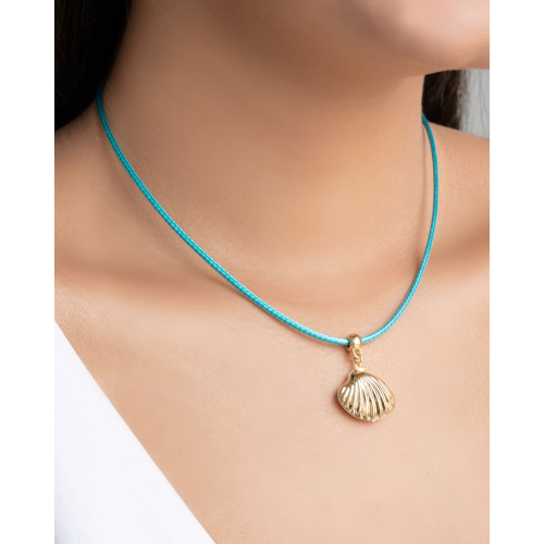 Choker Fio Coreano Verde Água Concha Banhado a Ouro 18K
