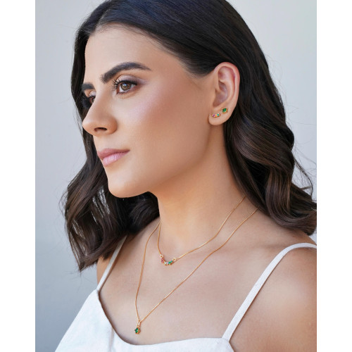 Gargantilha Veneziana Pontos de Luz Coloridos Banhado a Ouro 18K - 40 cm