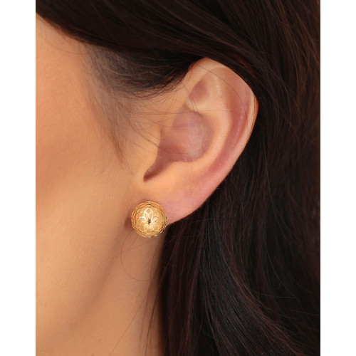 Brinco Bola Tela 1.1 cm Banhado a Ouro 18K