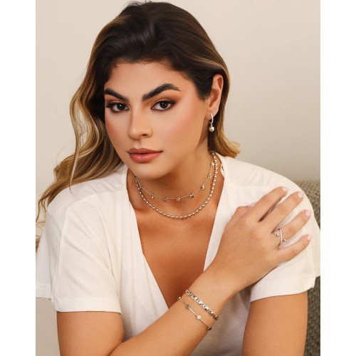Anel X Bola Lisa Cravejado Cristal Tamanho 15 Ródio Branco