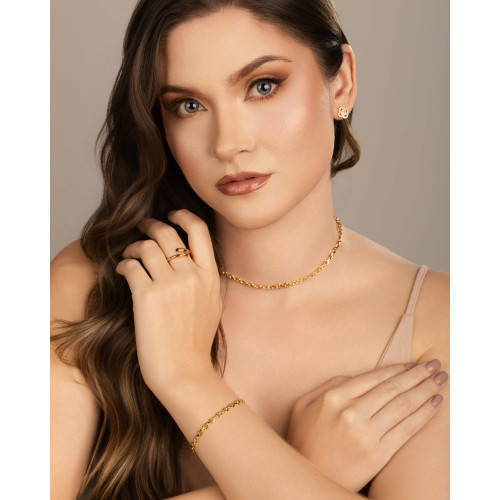Choker Elos Torcidos 4 mm Banhado a Ouro 18K