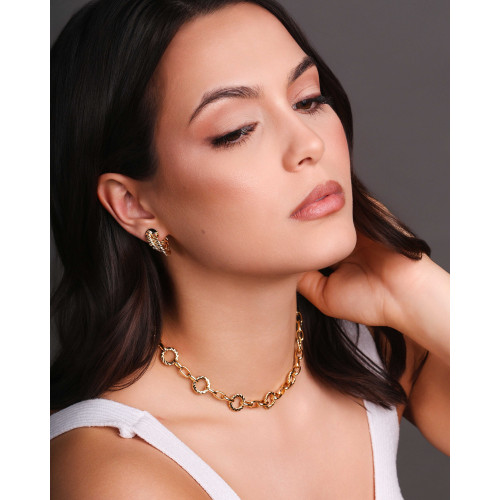 Brinco Argola Torcida Entrelaçada 2.3 cm Banhado a Ouro 18K