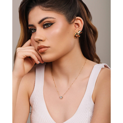 Brinco Argola Orgânica Lisa 1.6 cm Banhado a Ouro 18k