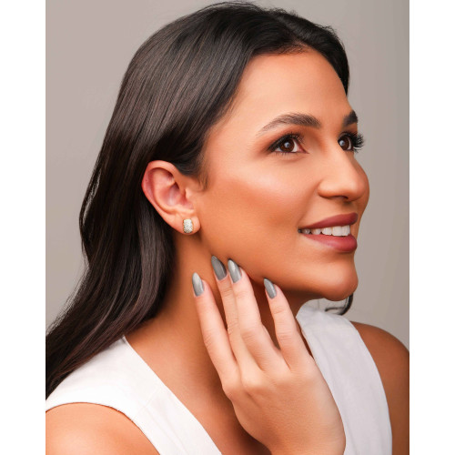Brinco Retangular Cravejado Cristal Banhado a Ouro18K