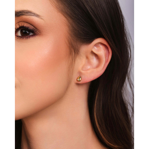 Brinco Gota Lisa Ponto de Luz Cristal Banhado a Ouro 18K