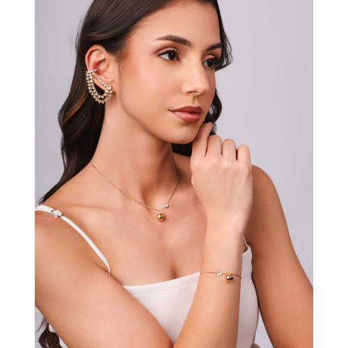 Ear Line Ponto de Luz Cristal - Unidade (Peça Avulsa) - Banhado a Ouro 18K