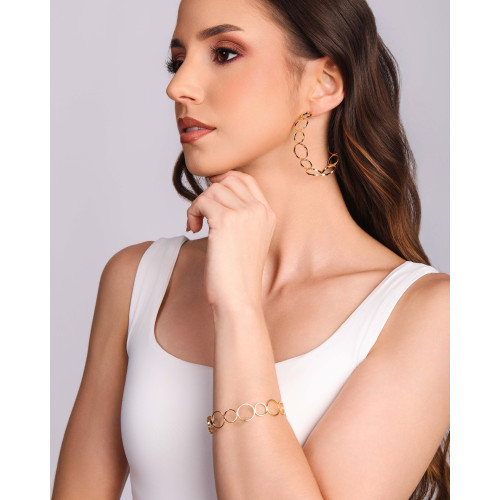 Brinco Argola Círculos 5.2 cm Banhado a Ouro 18K
