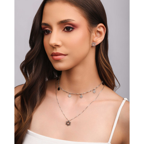 Gargantilha Veneziana Sol Vazado Ródio Branco - 45 cm