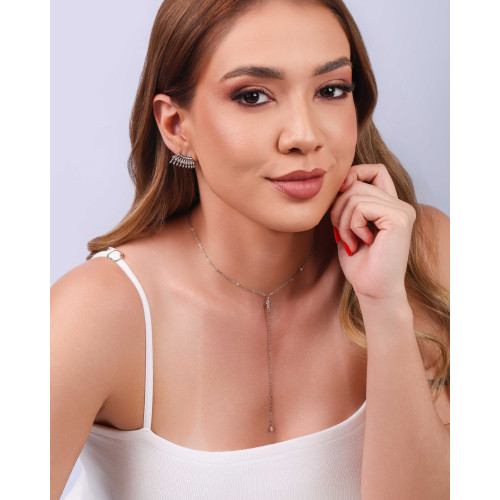 Ear Cuff Filetes Cravejados Cristal Ródio Branco