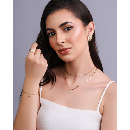 Anel Quadrado Liso Tamanho 12 Banhado a Ouro 18K