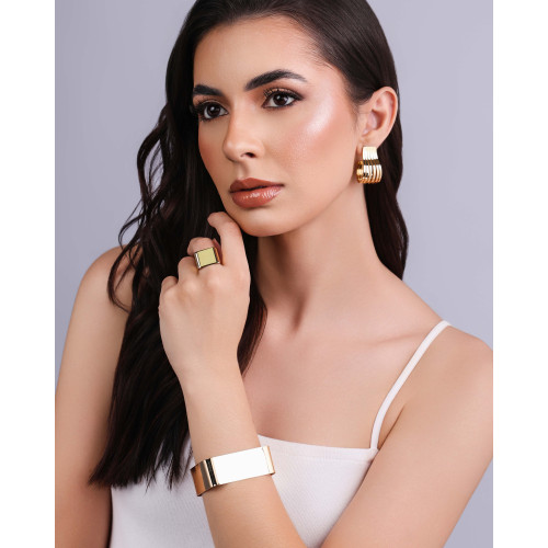 Bracelete Quadrado Liso 2.3 cm Banhado a Ouro 18K