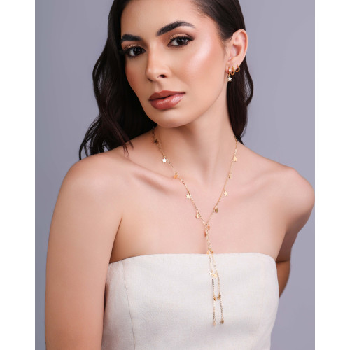 Gravata Elos Americanos Estrelas Lisas Banhado a Ouro 18K - 45 cm