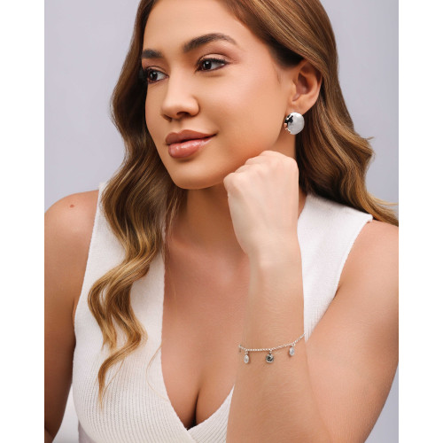 Pulseira Elos Medalhas Lira Ródio Branco