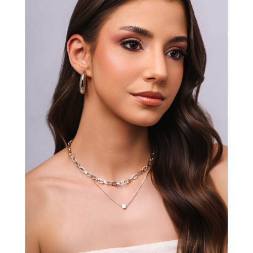 Choker Elos Ovais Ródio Branco