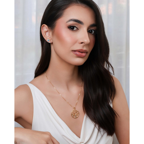 Brinco Ponto de Luz Topázio Sky 6 mm Cravejado Banhado a Ouro 18K