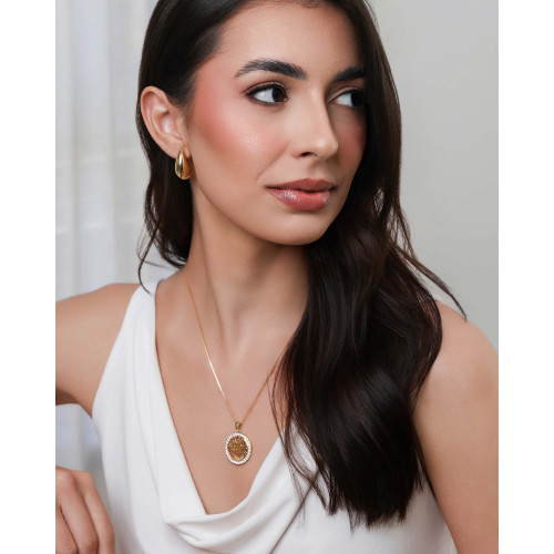 Pingente Árvore da Vida Cravejada Cristal 2.5 cm Banhado a Ouro 18K