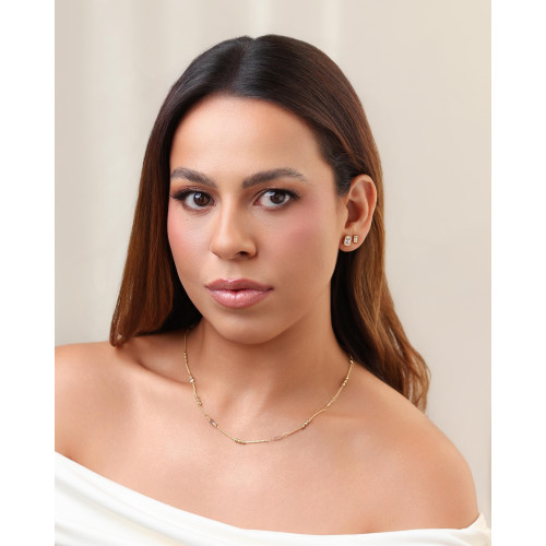 Gargantilha Grumet Retangulos Cristal Banhado a Ouro 18K - 45 cm