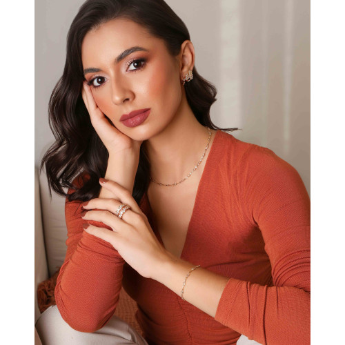 Choker Zircônia Navete 32 cm Banhado a Ouro 18K