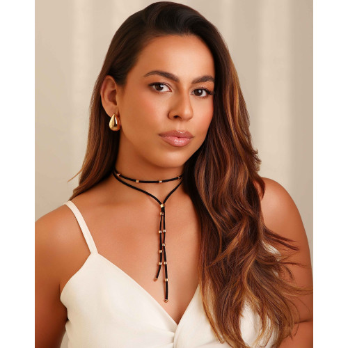 Brinco Argola Click Gota Lisa 2.6 cm Banhado a Ouro 18K