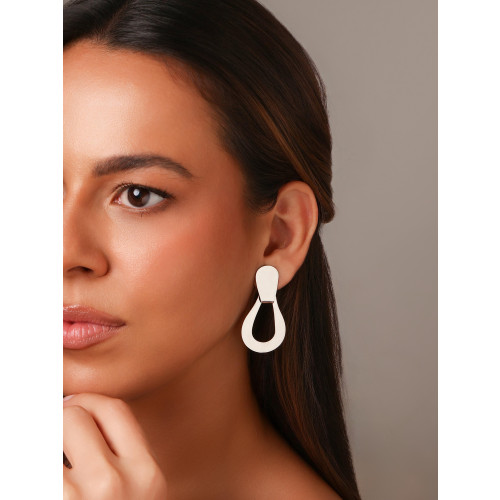 Brinco Gota Vazada Lisa 5.1 cm Ródio Branco