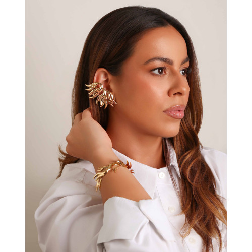 Pulseira Asas Lisas Banhado a Ouro 18K