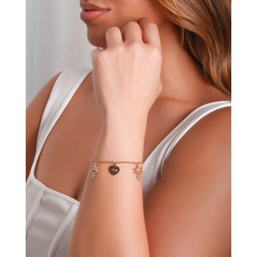 Pulseira Filhas Meninas com Coração Amor Banhado a Ouro 18K